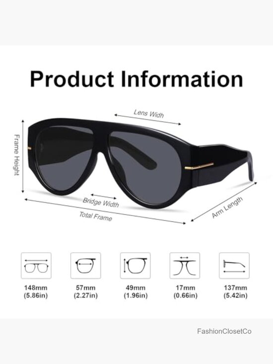 Oversized Retro Aviator Sunglasses with UV400 Protection, Thick Frame main image 7